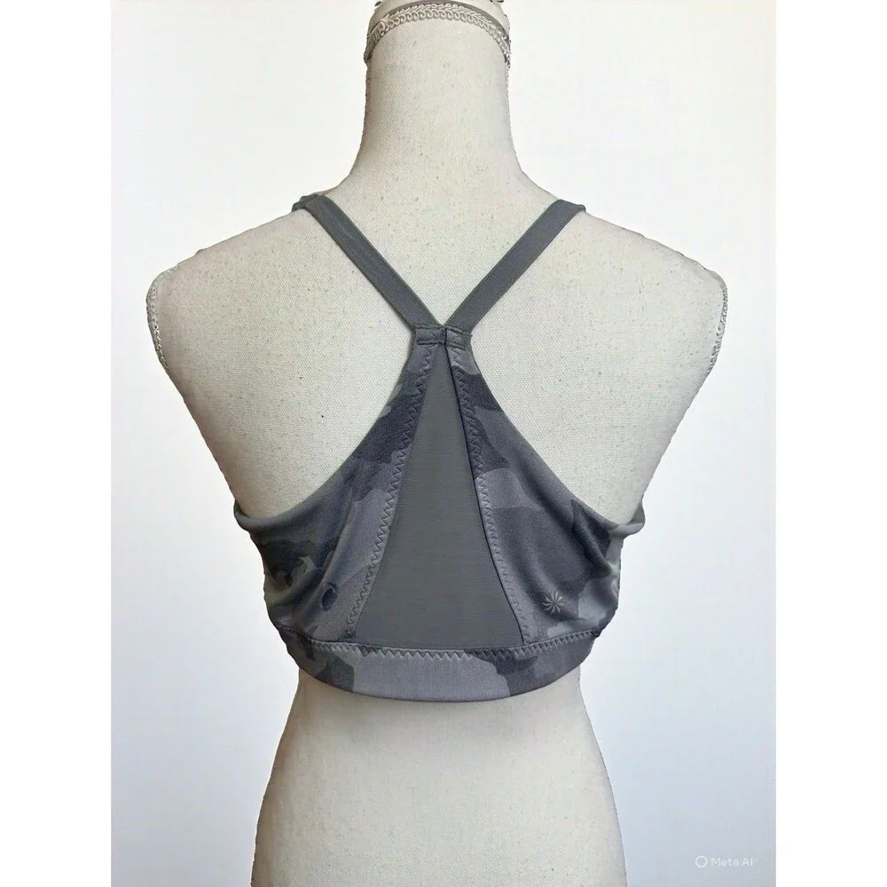 Athleta Sports Bra Women's XL Gray Camo All In Athletic Gym Workout Yoga w/ Pads